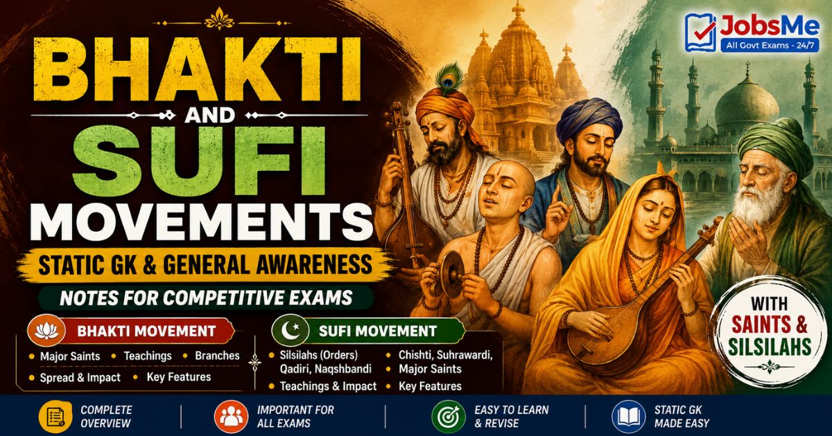 Bhakti and Sufi Movements – Static GK & General Awareness Notes for Competitive Exams with Saints, Silsilahs and Memory Tricks
