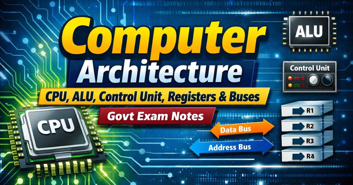 Computer Architecture – CPU, ALU, Control Unit, Registers & Buses | Govt Exam Notes
