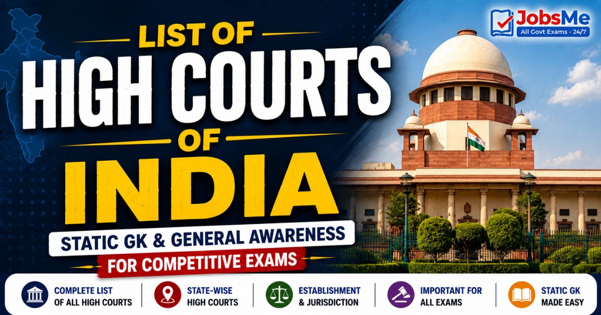 List of High Courts of India – Static GK & General Awareness for Competitive Exams with Memory Tricks