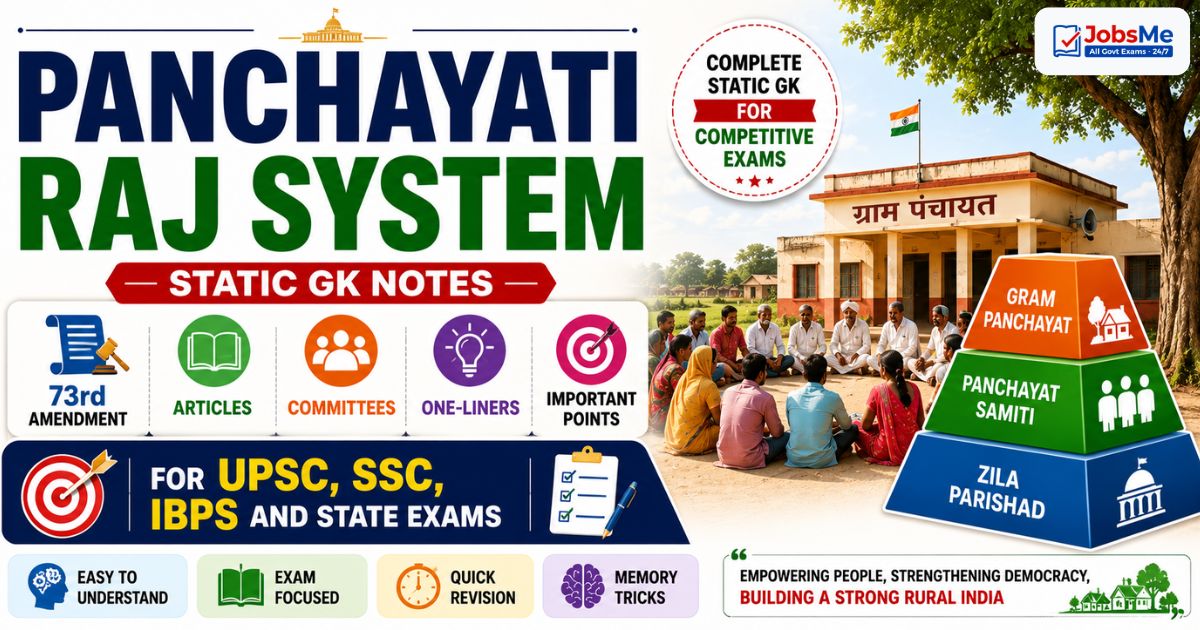 Panchayati Raj System Static GK Notes - 73rd Amendment, Articles, Committees and One-Liners for UPSC, SSC, IBPS and State Exams