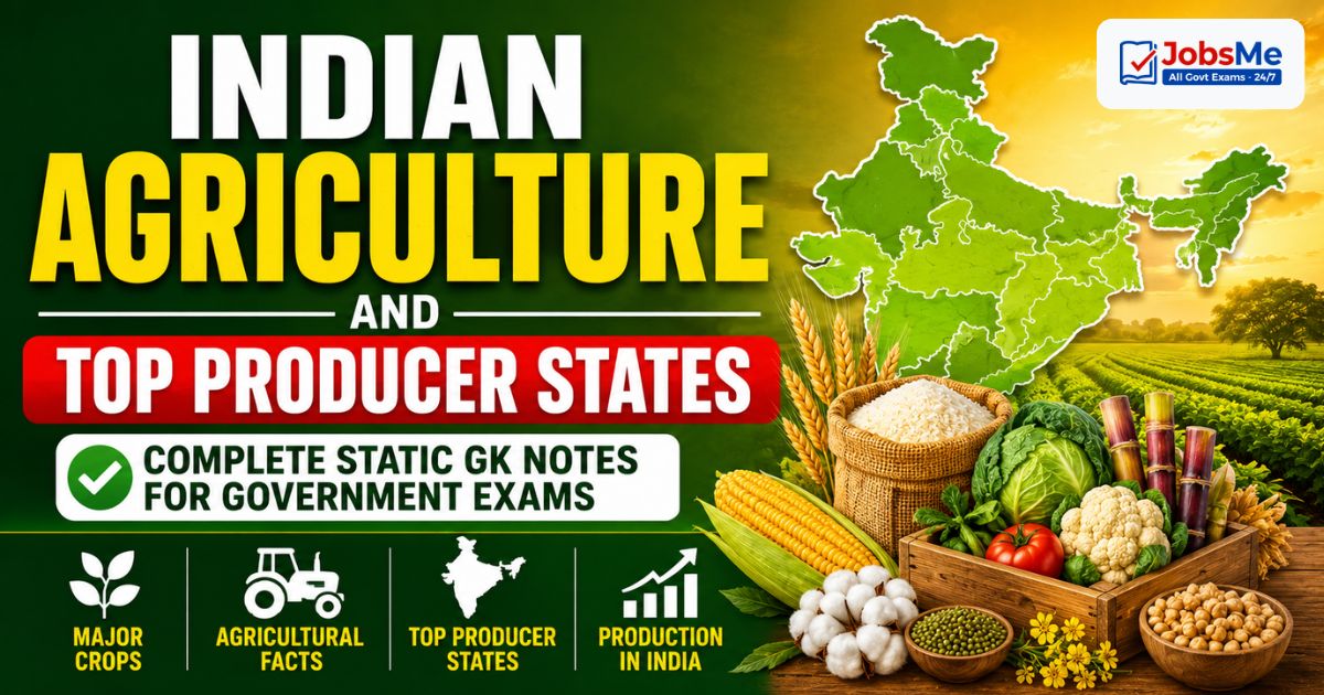 Indian Agriculture and Top Producer States: Complete Static GK Notes for Government Exams