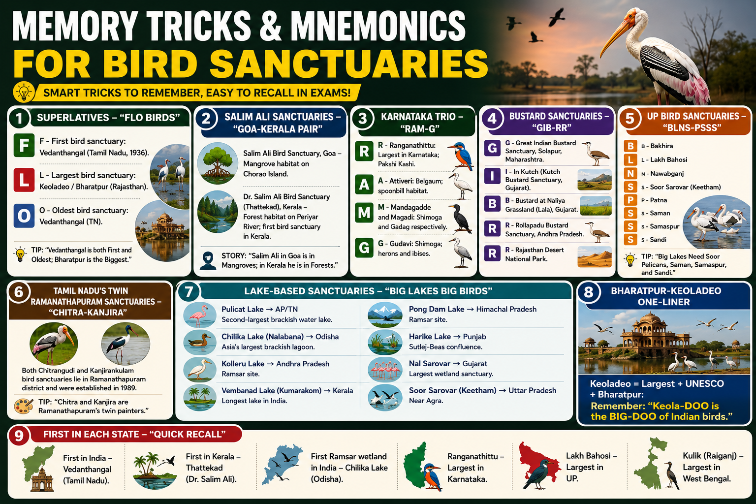 Bird sanctuary memory tricks infographic