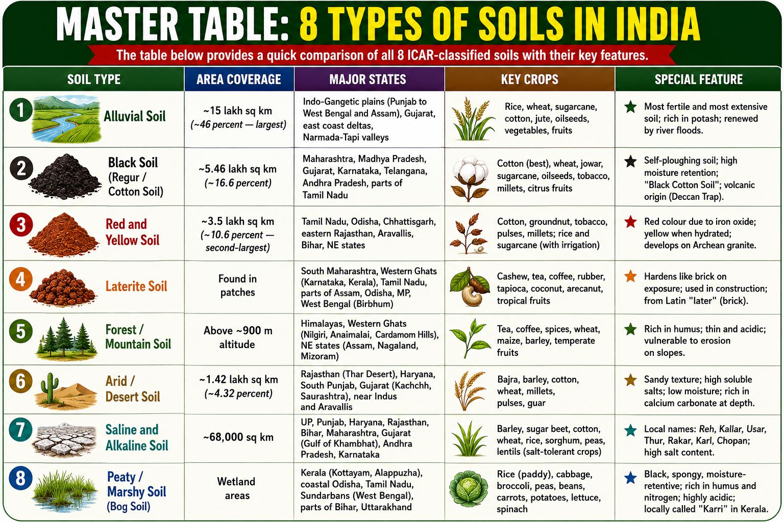 Master table of Indian soils